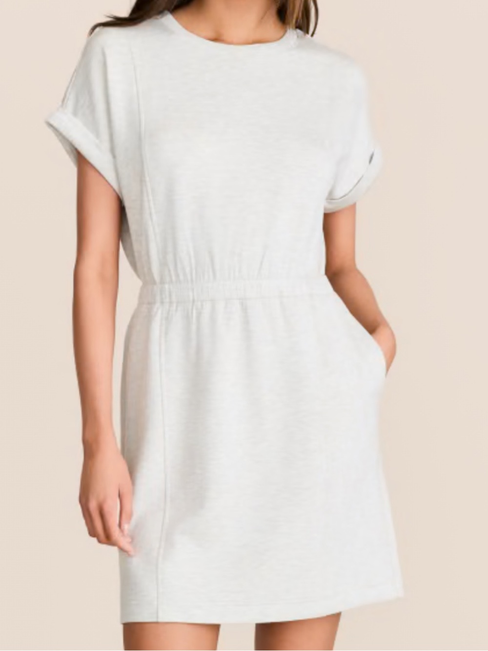 LOFT Lou & Grey Silver Sand Heather Scubasoft Mini Pocket Dress Size Medium